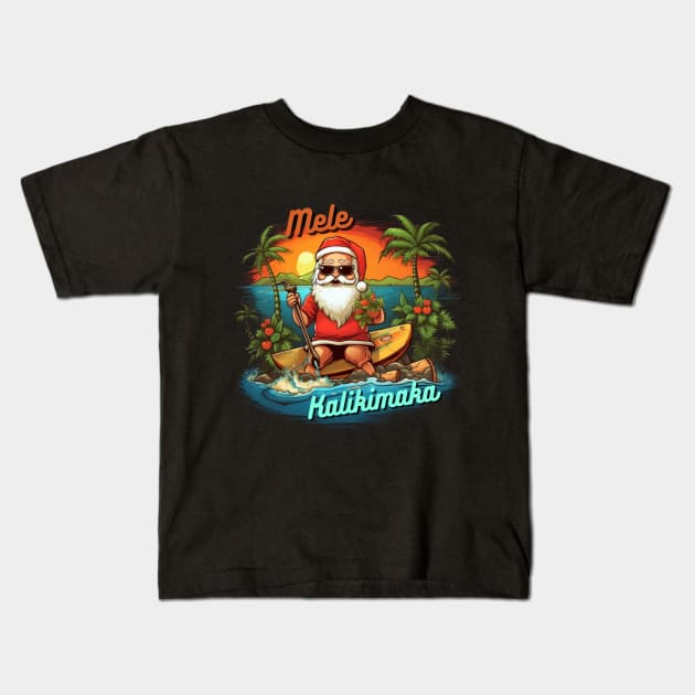 Hawaii Christmas, Mele Kalikimaka, Santa Claus Kids T-Shirt by Pattyld